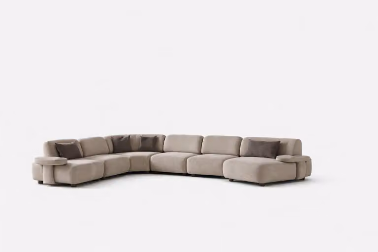 Elegante divano angolare modulare dalle linee morbide e dal massimo comfort