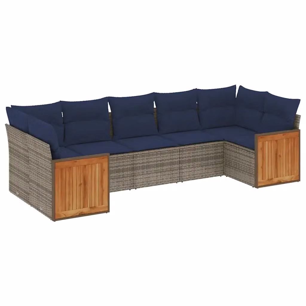 Set da giardino vidaXL in polyrattan grigio con 7 pezzi e cuscini inclusi – 2