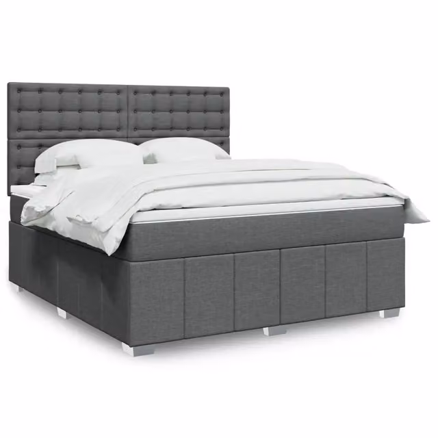 Letto Ibrido Moderno vidaXL con Materasso Grigio e Bianco L/P: 180 x 200 cm – 1