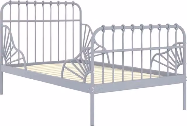 Letto da camera moderno DESIGN IN in metallo laccato grigio con struttura rigida e doghe fisse L/P/H: 200 x 134,4 x 83,5 cm