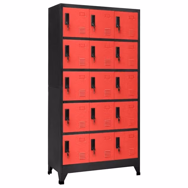 Armadio a casellari moderno contenitore 90 x 40 x 180 cm design decorativo con ante bloccabili in acciaio antracite 02_0047036