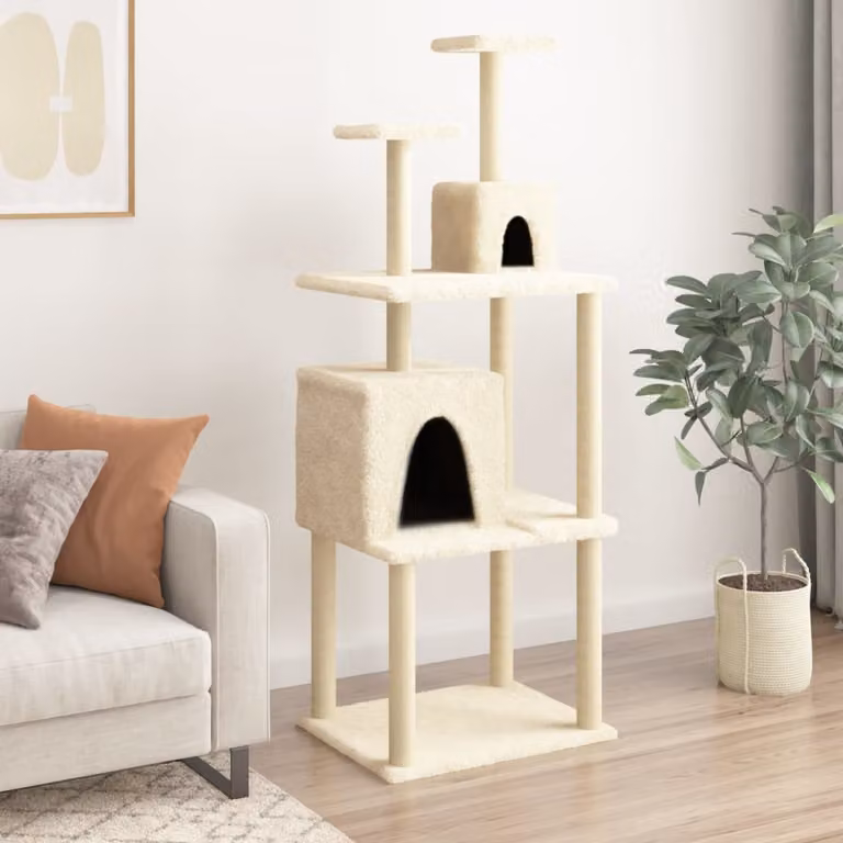 Albero per gatti vidaXL con tiragraffi in sisal sostituibile, colore beige, Altezza: 167 cm
