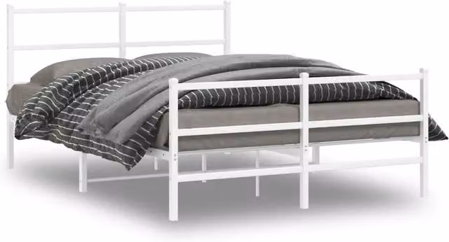 Letto matrimoniale con testiera e pediera in metallo bianco L/P/H: 140 x 200 x 90 cm – 1