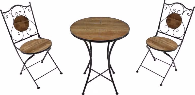 AXI Amélie Set Bistrot da Balcone, 2 Sedie 1 Tavolo, Set Bistrò Veranda Stile Granaio Legno - Set Bistro da Giardino, Tavolo Bistro a Mosaico per Giardino/Balcone/Terrazza