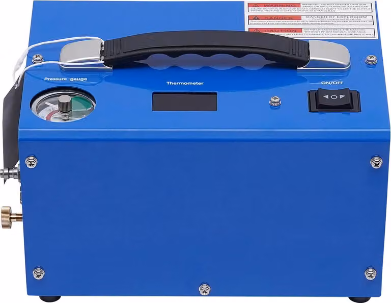 Compressore ad aria ad alta pressione PCP - 250 W 220 V/110 V/12 V - 4500 PSI (310 bar) - Compressione a 3 stadi - Senza olio - Per serbatoi da 0,2-1 L - Blu
