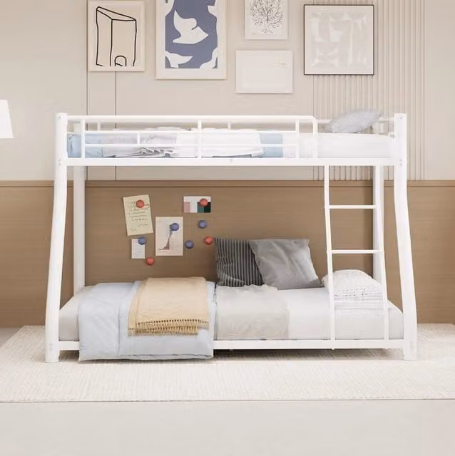 Letto a castello in metallo bianco 90 x 190 cm e 140 x 190 cm