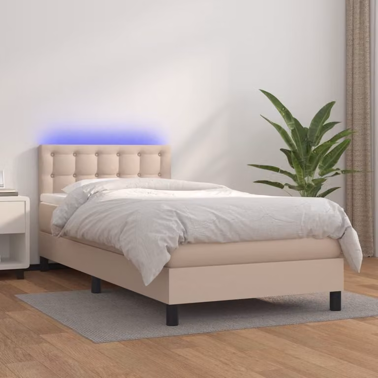 Maison Exclusive - Giroletto Molle Materasso e LED Cappuccino 90x200 cm Pelle finta
