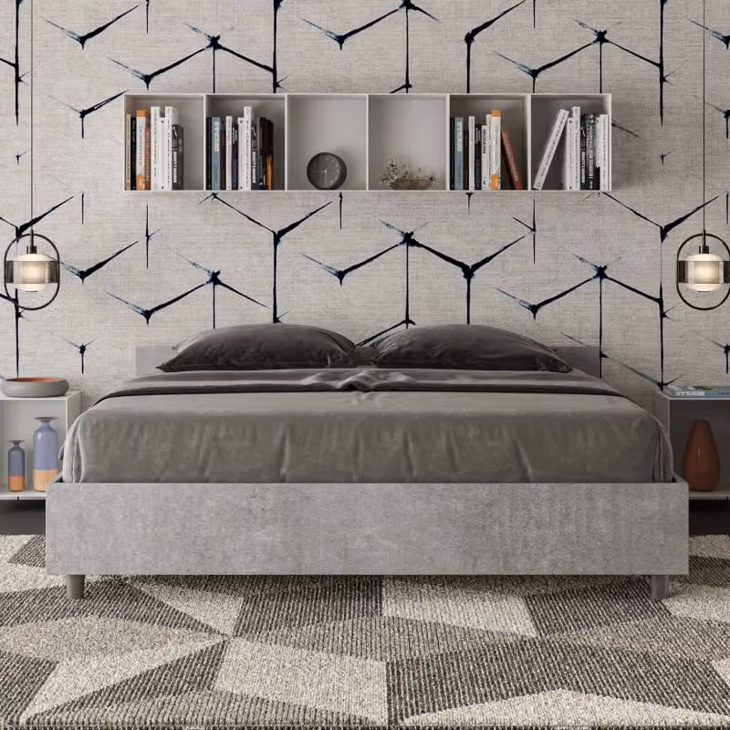 Letto Matrimoniale Nuamo Ityhome Grigio L/P/H: 160 x 200 x 167 cm – 2
