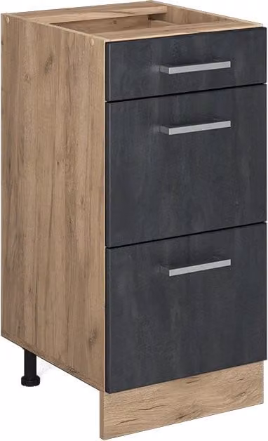 Mobiletto base per cucina Vicco R-Line Calce nera e Rovere dorato L: 40 cm