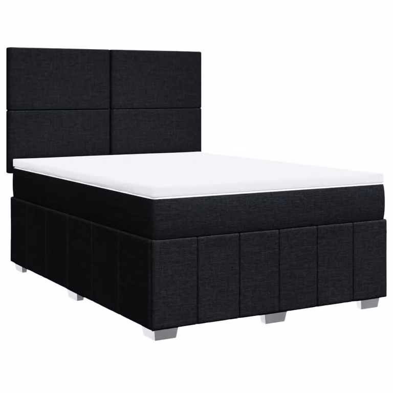 Giroletto a Molle con Materasso Nero 140x200 cm in Tessuto