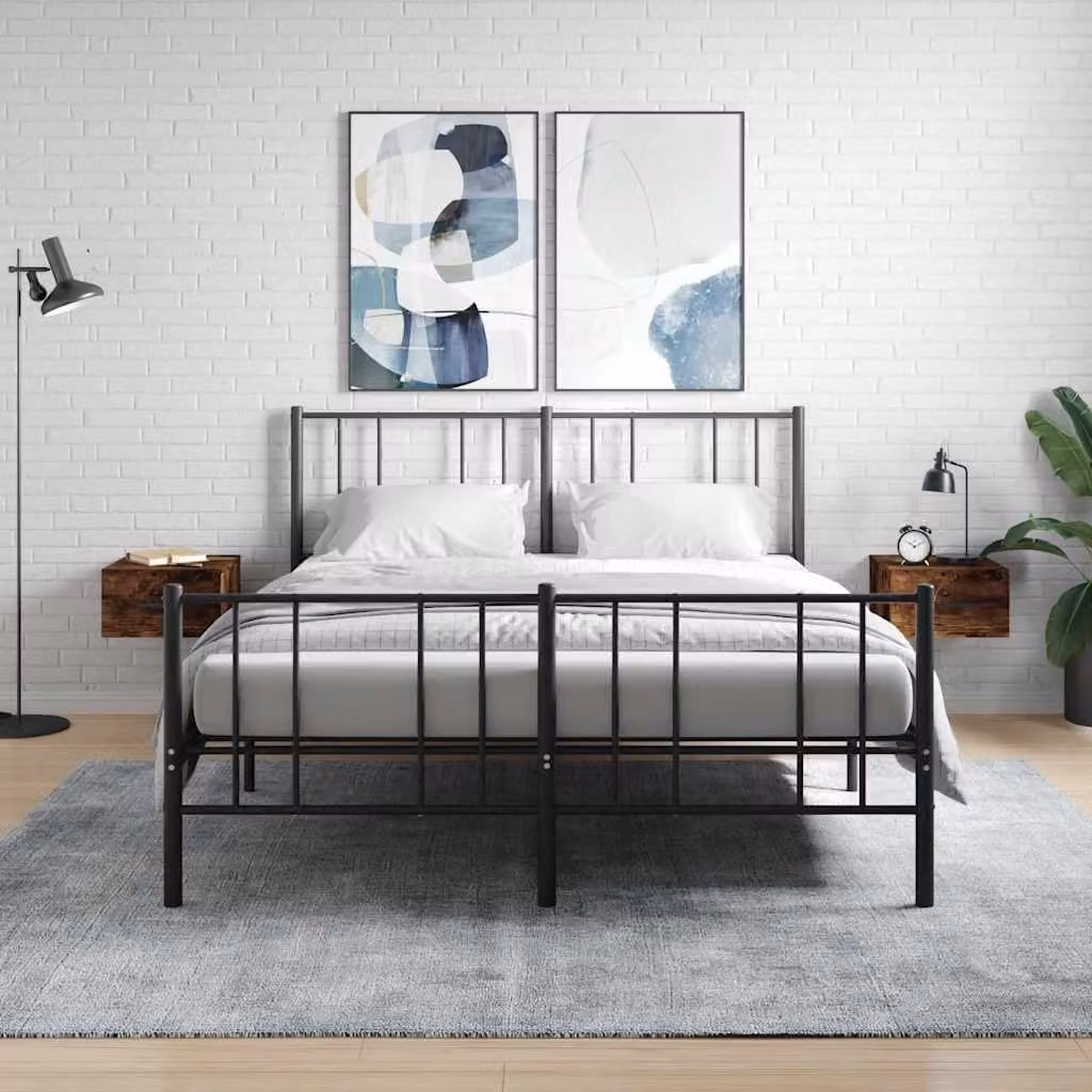 Set di 2 comodini da muro vidaXL in rovere fumo L/P/H: 35 x 35 x 20 cm