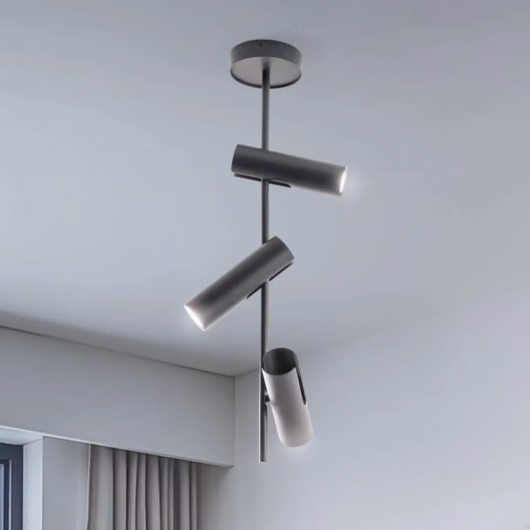 Faretto da soffitto Leda 3, antracite, a 3 luci, acciaio, altezza 76 cm SIGMA, dimmerabile, Nero, Soggiorno / Sala da pranzo, Metallo, Moderno, Faretto