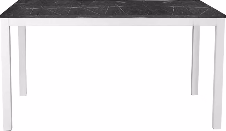 Milani Home - tavolo da pranzo allungabile 120-170 x 80 cm, grigio scuro effetto marmo, acciaio bianco