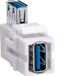 Hager VZ30UA, Curvo, Bianco, USB A, USB A, Femmina, Femmina