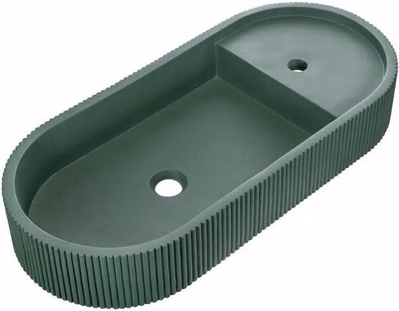 Lavabo da appoggio ovale ALBA HOMESIGHT in calcestruzzo verde L: 80 cm, P: 36.7 cm, H: 12 cm