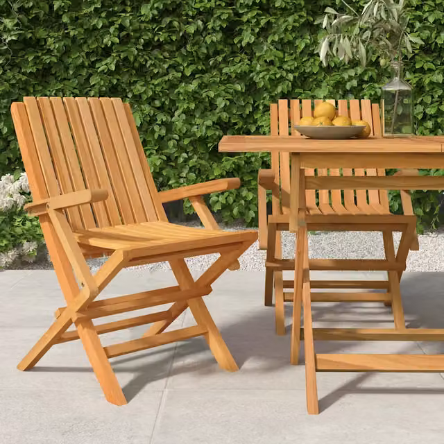 Set di 2 sedie pieghevoli vidaXL in legno di teak marrone L: 61 cm, P: 67 cm, H: 90 cm