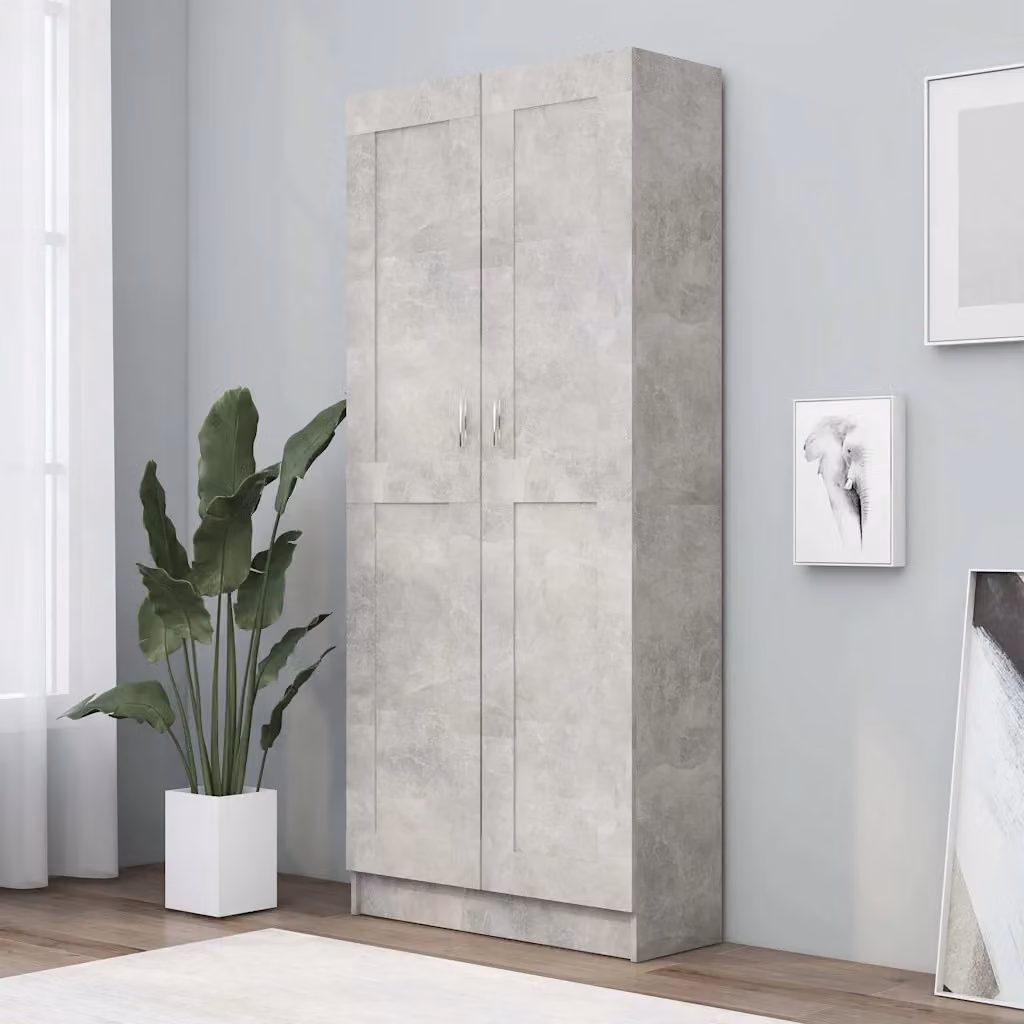 Libreria vidaXL in legno e MDF Grigio Opaco L: 82,5 cm, P: 30,5 cm, H: 185,5 cm