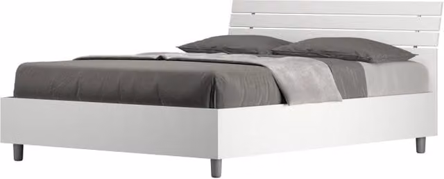 Letto Matrimoniale francese 140x200 cm testata inclinata con doghe Ankel - Contenitore,Bianco Frassino