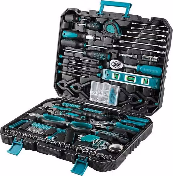 Set di utensili manuali da 198 pezzi – Valigetta utensili universale – Kit di riparazione per piccoli lavori domestici – Include un set universale con martello, cacciaviti e altri utensili.