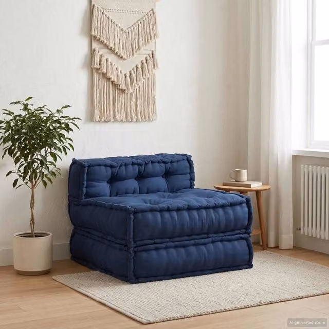 Unità di divano modulare vidaXL in tessuto blu moderno L/P/H: 70 x 70 x 56 cm