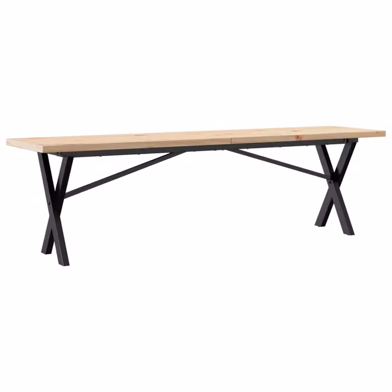 Tavolino Salotto Telaio a X 160x40x45,5 cm Legno Pino e Acciaio