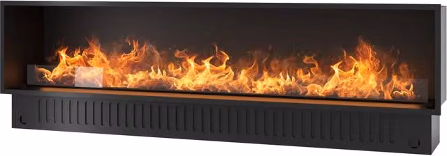 Caminetto a Vapore Acqueo da Incasso Invapo Inside 2200 Nero con Fiamma Multicolore Effetto 3D e Controllo App Serbatoio 2.4l L: 223.5 cm, H: 48.5 cm, P: 40 cm