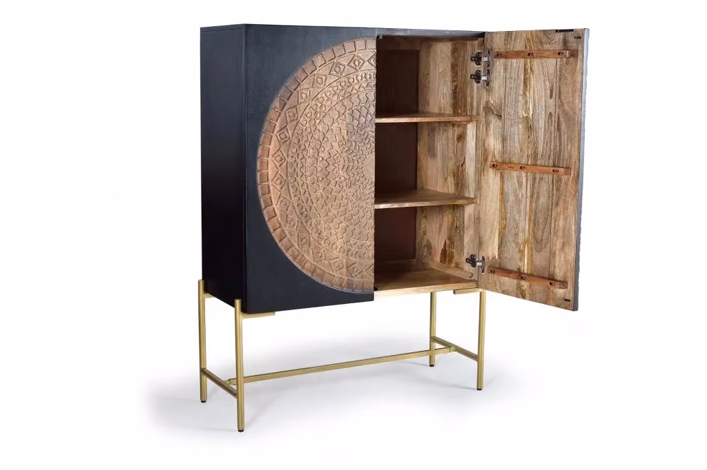 Mobile moderno in legno di mango e metallo marrone L: 143 cm, P: 40 cm, H: 70 cm – 2