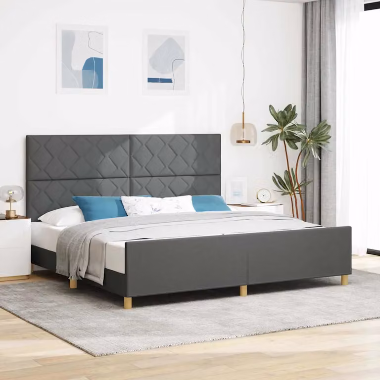 Struttura del letto imbottita vidaXL in tessuto grigio, 200 x 200 cm