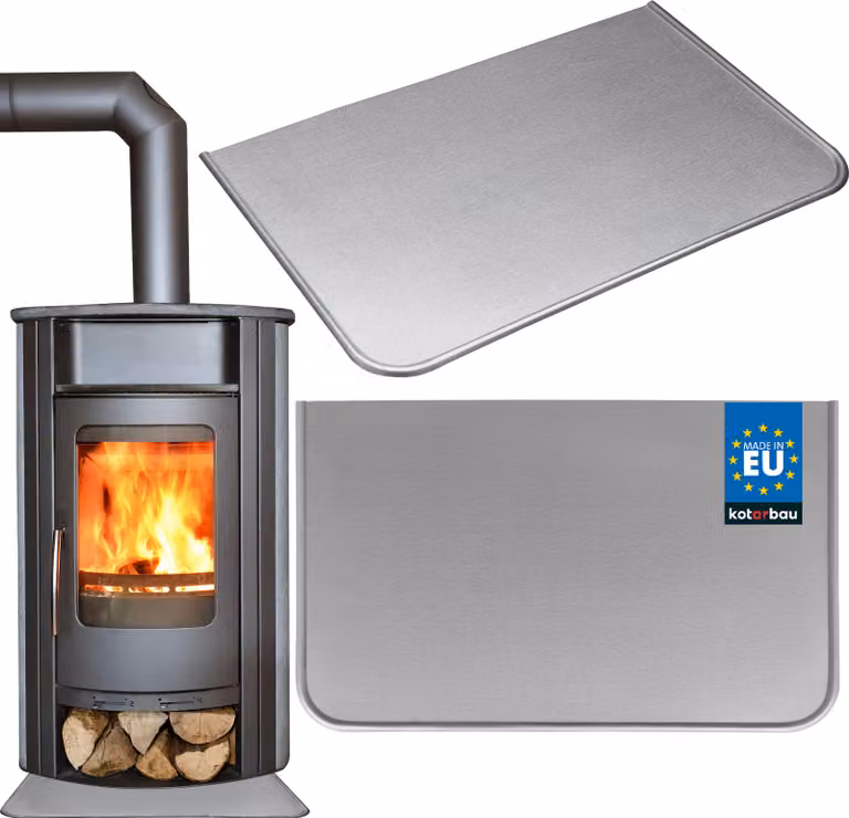 KOTARBAU® Piastra Sotto Stufa Legna 50x30 cm Acciaio Verniciato a Polvere Protezione Pavimento Piastra Sotto Stufa Pellet Resistente al Calore Nero