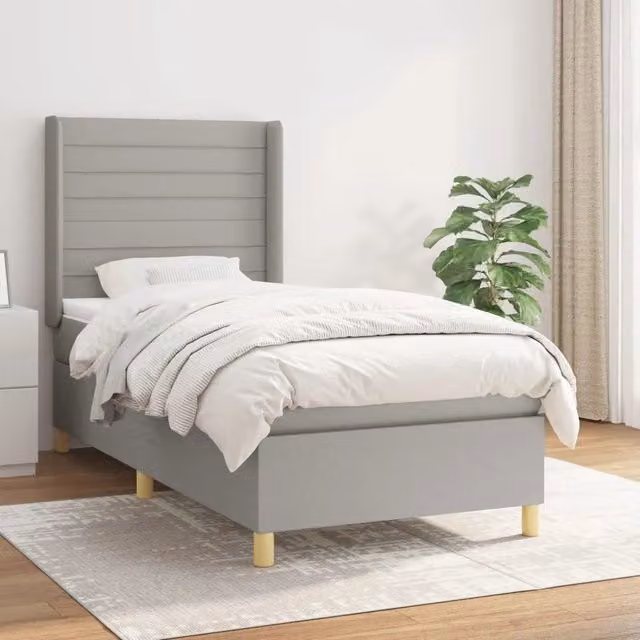 Letto Ibrido con Giroletto a Molle e Materasso vidaXL in Grigio Chiaro e Bianco, L/P/H: 80 x 200 x 40 cm