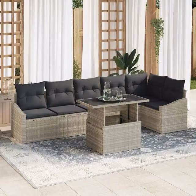 Set Divano da Giardino 7 pz Grigio chiaro e grigio scuro 3357755