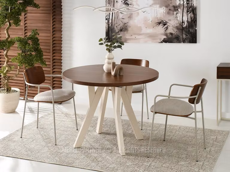 Tavolo rotondo allungabile 100(180)x100 WENDER - noce / crema