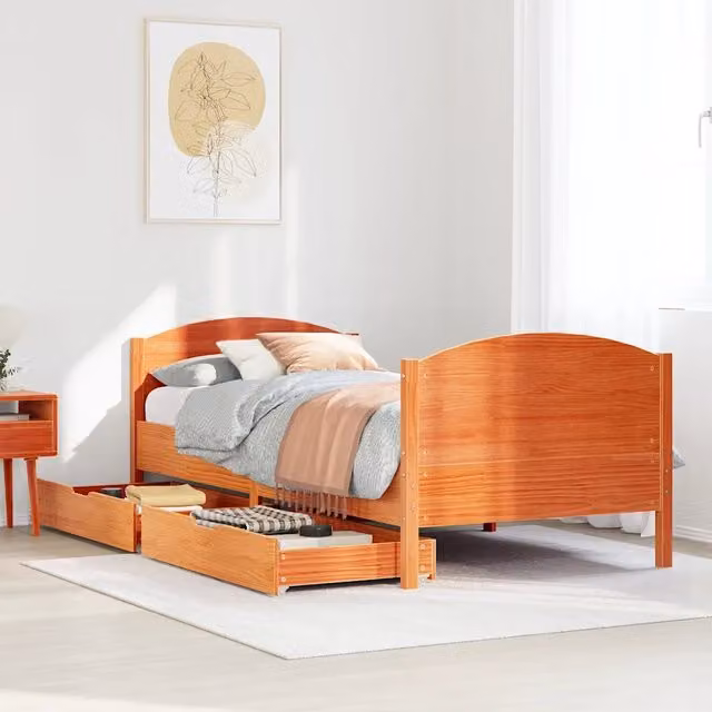 Letto senza Materasso-Struttura Letto Marrone Cera 90x200 cm Legno di Pino 743844