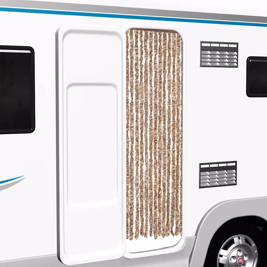 vidaXL Tenda Antimosche in Ciniglia Beige e Marrone Scuro L: 56 cm, H: 185 cm