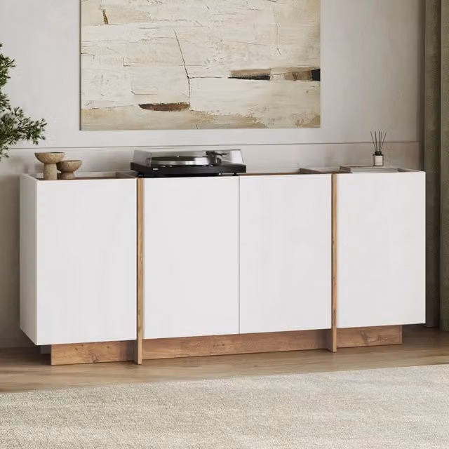 Madia Nolona, Credenza 4 Ripiani, 180x45x80h cm Bianco