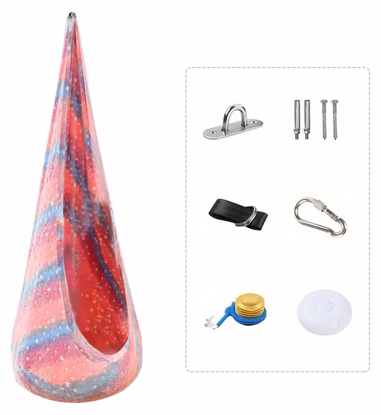 Sedia a dondolo a forma di bozzolo - Sedia sospesa - Cuscino morbido - Struttura in tessuto resistente - Adatta per interni ed esterni - Accessori per il montaggio inclusi - Motivo a stelle rosa