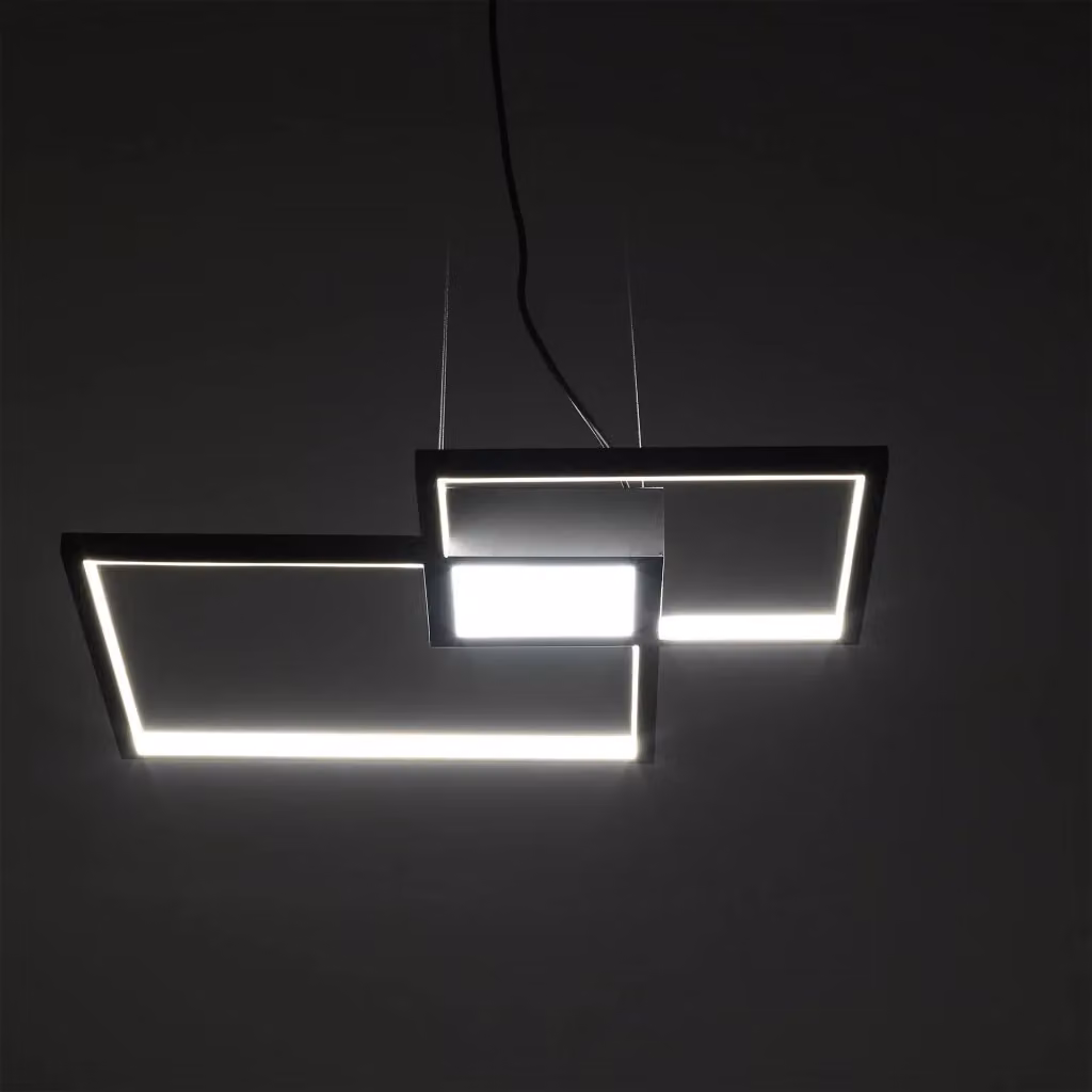 Lampadario a soffitto moderno ORESTELUCHETTA in metallo e silicone nero con luce LED bianco caldo L: 54 cm, P: 54 cm, H: 8 cm – 2