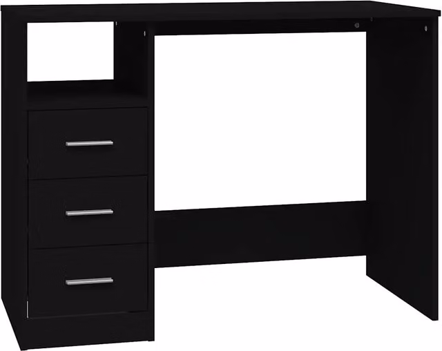 Scrivania moderna nera in legno per ufficio o casa L: 102 cm, P: 50 cm, H: 76 cm – 1