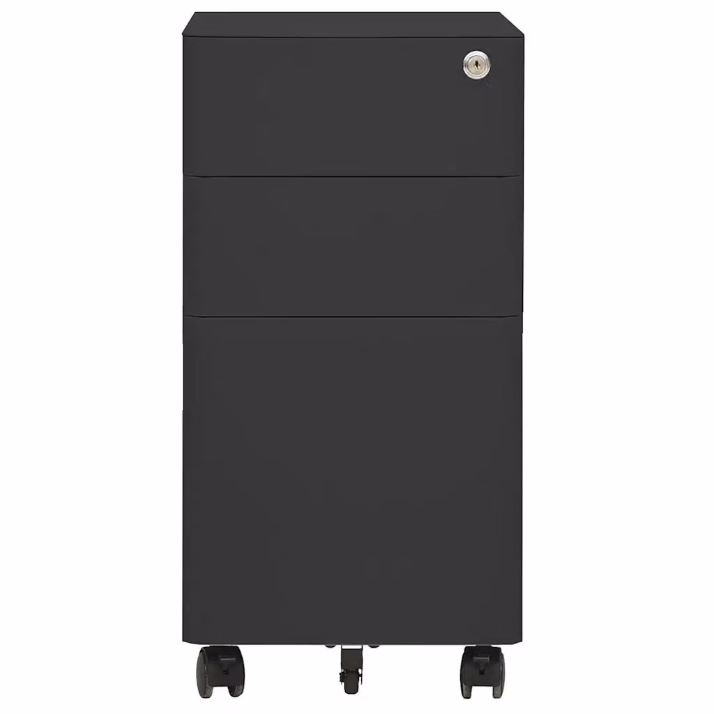 Schedario Mobile Antracite in Metallo con Ruote e Serratura DESIGN IN L/P/H: 30 x 45 x 59 cm – 2