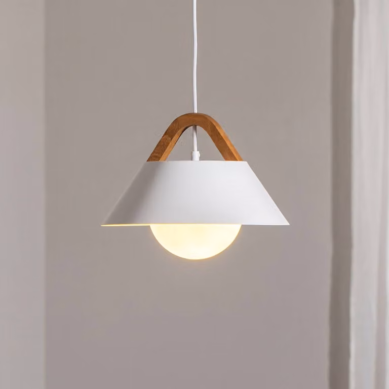 Lampada a sospensione Funda Luminex, dimmerabile, Bianco / Opale, Soggiorno / Sala da pranzo, Metallo, Moderno, Lampada a sospensione