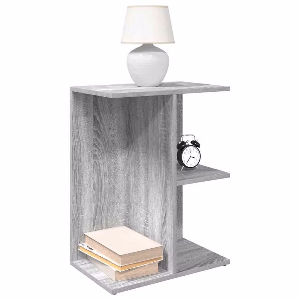 Set di 2 comodini vidaXL moderni in legno multistrato e MDF, colore grigio, L 46,5 cm x P 29 cm x H 61 cm