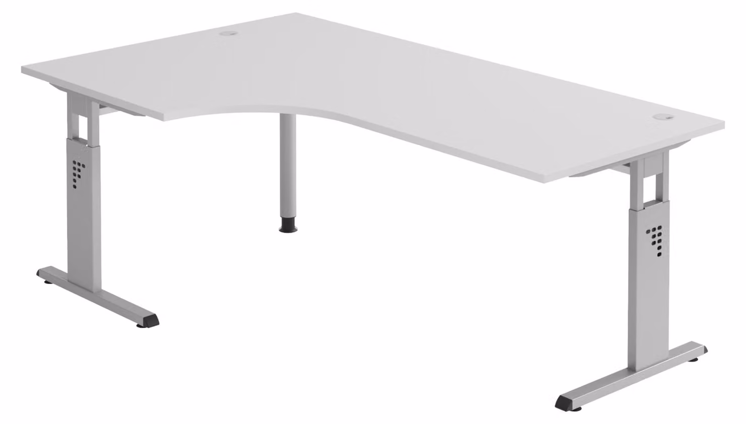 bümö Scrivania Serie-O - Struttura: argento, decorazione: grigio, dimensioni: scrivania angolare 200 x 120 cm