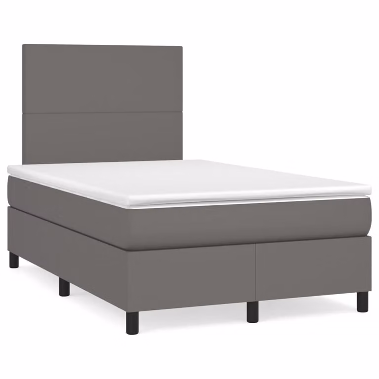 Giroletto a Molle con Materasso Grigio 120x200 cm in Pelle finta