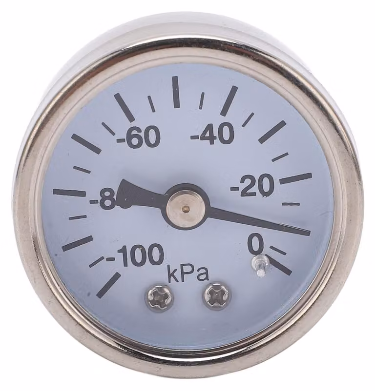 Manometro per vuoto 1/8 Zoll - Manometro in acciaio inox - Riempito di liquido - Misurazione precisa - Struttura robusta - Per componenti pneumatici