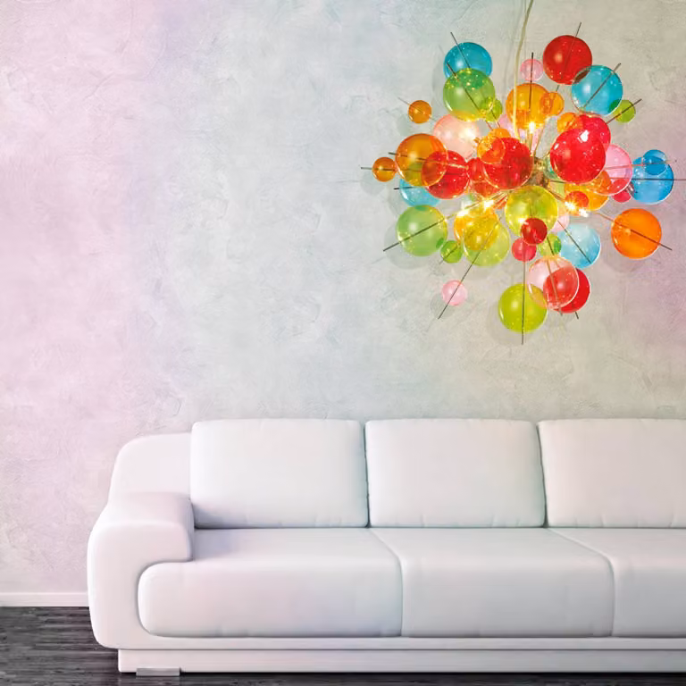 Näve Lampada a sospensione in vetro AURINIA, dimmerabile, Multicolore, Soggiorno / Sala da pranzo, Vetro, Giovanile, Lampada a sospensione