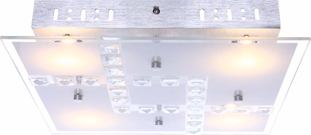 Plafoniera LED, cristallo, vetro, alluminio, L 32 cm