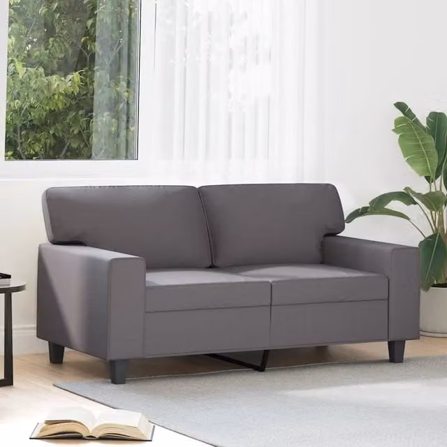 Divano a 2 posti moderno vidaXL in similpelle grigia con struttura in metallo per il tuo soggiorno L: 154 cm, P: 77 cm, H: 80 cm – 1