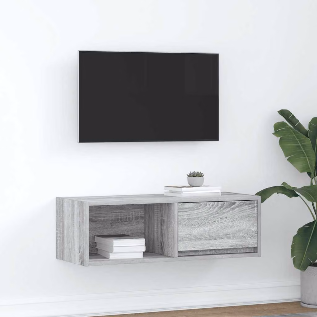 vidaXL Mobile Porta TV Grigio Sonoma in Legno Multistrato L: 80 cm, P: 31 cm, H: 25,5 cm