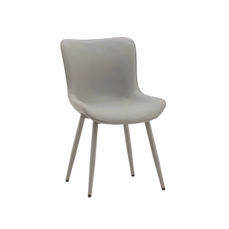 Set di sedie KUDI CHIN in similpelle grigio e gambe in metallo grigio