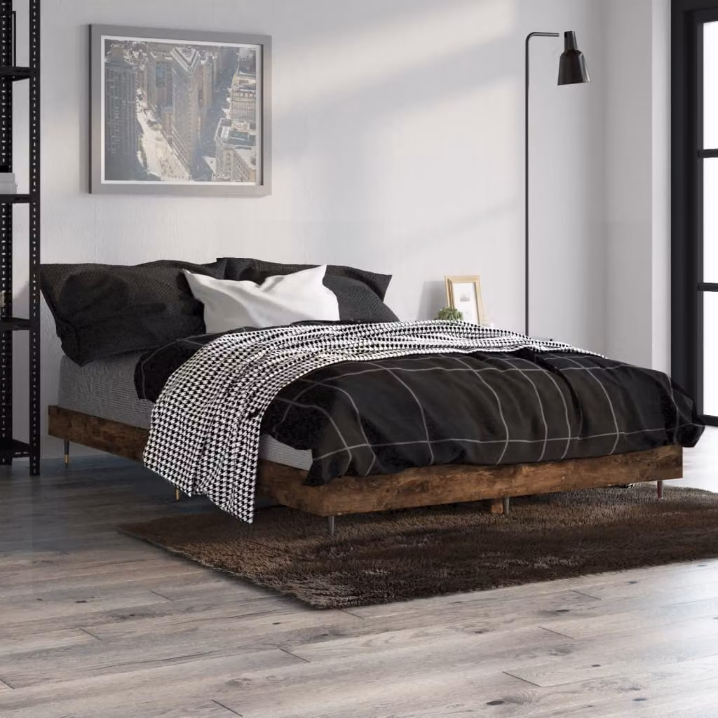 Giroletto senza materasso vidaXL in rovere fumo e metallo, L/P: 120 x 200 cm